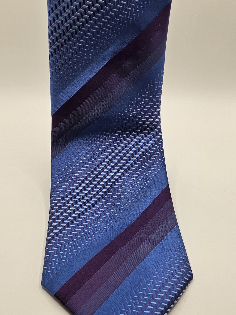 Kenneth Cole New York Blue and Purple Diagonal Stripe Tie
